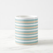 Pastel blauwe, witte en blush strepen koffiemok (Center)