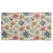 Pastel Blauwgroen en Mauve Flowers  Modern Kussensloop (Voorkant)