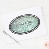 Pastel Blauwgroen Glitter Product Labels met diama (Envelop)