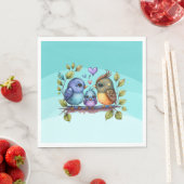 Pastel Blauwgroen Vogels Servet (Insitu)