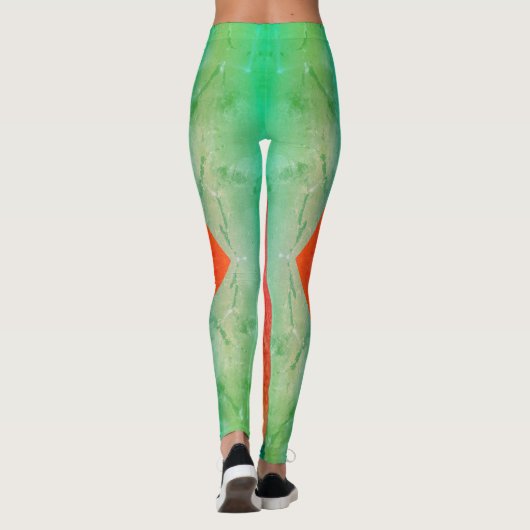 Pastel Bleek Turquoise Coral Abstract Art Leggings (Achterkant)