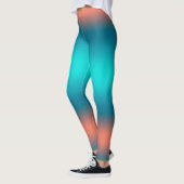 Pastel Bleek Turquoise Coral Abstract Art Leggings (Links)