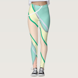 Pastel Bleek Turquoise Pink Abstracte Art Leggings