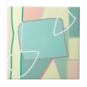 Pastel Bleek Turquoise Pink Abstracte Art Tegeltje