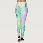 Pastel Bleek Turquoise Roze Abstracte kunstgrijze  Leggings (Achterkant)