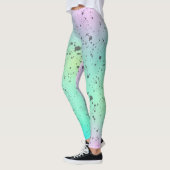 Pastel Bleek Turquoise Roze Abstracte kunstgrijze  Leggings (Links)