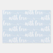 Pastel Bleu Avec Feuilles Papier Enveloppant Amour (Devant 3)