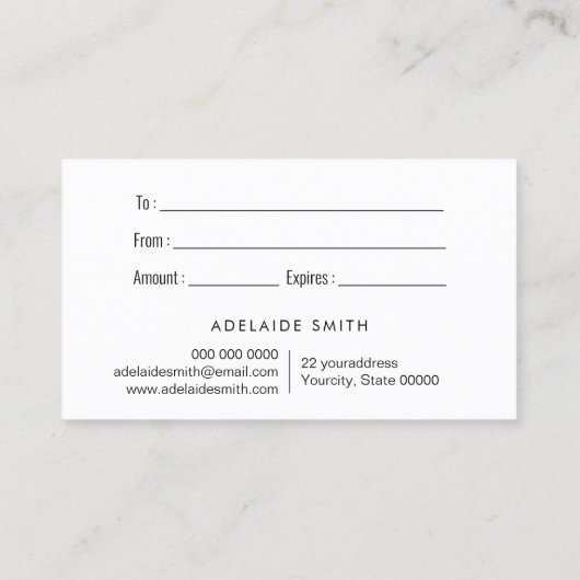 pastel bleu opal texture certificat cadeau (Dos)