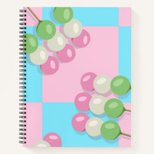 Pastel bleu rose À damiers Dango Carnet spiral