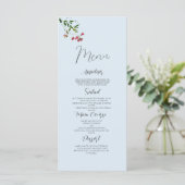 Pastel bleu rose rouge vert fleurs Menu de mariage (Debout devant)