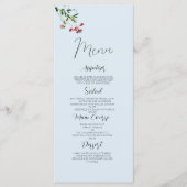 Pastel bleu rose rouge vert fleurs Menu de mariage (Devant)