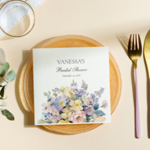 PASTEL BLOEIENDE WILDE BLOEMEN BRUIDS MONOGRAM SERVET