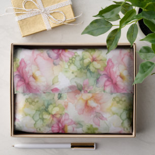 Pastel Bloem Alcohol Inkt Illustratie Grote Print Tissuepapier