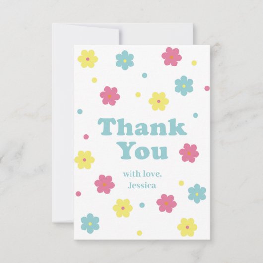 Pastel Bloem Bedankkaart (Voorkant)