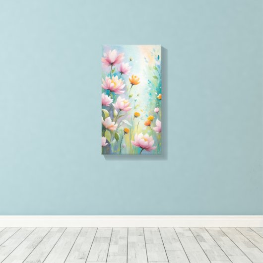 Pastel Bloem Canvas Muurkunst (Insitu (Houten vloer))