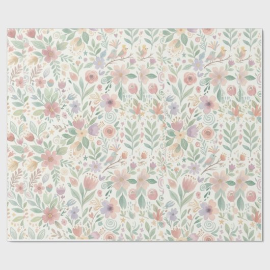 Pastel Bloem Inpakpapier (Vlak)