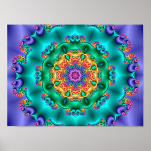 Pastel Bloem Kaleidoscoop Poster