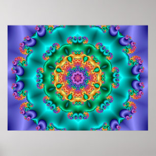 Pastel Bloem Kaleidoscoop Poster