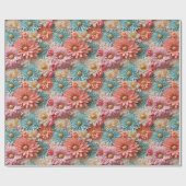 Pastel Bloem Kunst Cadeaupapier (Vlak)