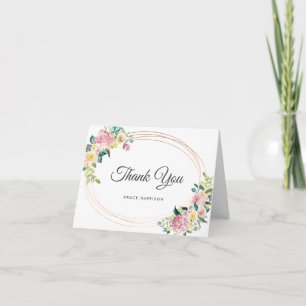 Pastel Bloem Ovaal Kader Bedankkaart