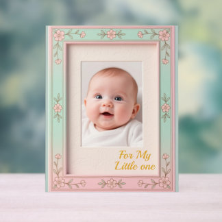 Pastel Bloem Roze Mint Foto Frame Acryl Bord