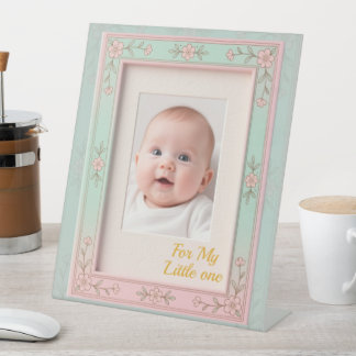 Pastel Bloem Roze Mint Foto Frame Reclamebord Met Voetstuk