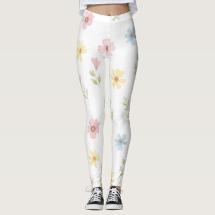Pastel Bloem Waterverf Leggings - Boho Wildflowe