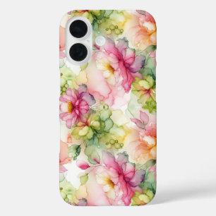 Pastel Bloemen Alcohol Inkt Illustratie iPhone 16 Hoesje