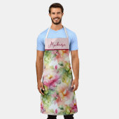 Pastel Bloemen Alcohol Inkt Illustratie Roze Schort (Gedragen)