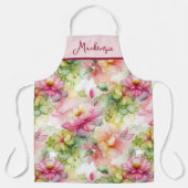 Pastel Bloemen Alcohol Inkt Illustratie Roze Schort (Voorkant)