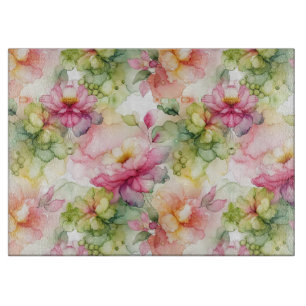 Pastel Bloemen Alcohol Inkt Illustratie Snijplank