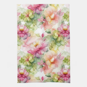 Pastel Bloemen Alcohol Inkt Illustratie Theedoek