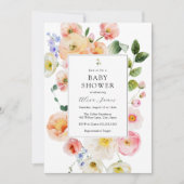  Pastel Bloemen Baby shower Kaart (Voorkant)