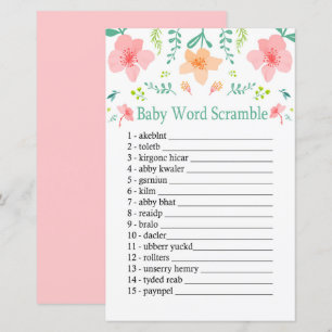 Pastel bloemen Baby word scramble game