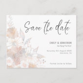 Pastel Bloemen Blush Grijs Bruiloft Save The Date Briefkaart (Voorkant)