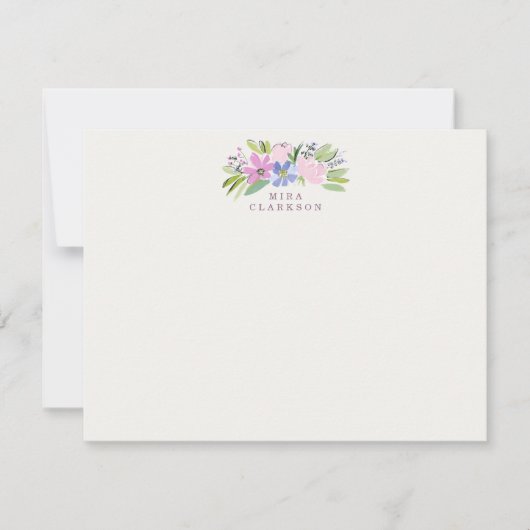 Pastel Bloemen Boeket Notitiekaart Kaart (Voorkant)