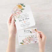 Pastel Bloemen Bruiloft All In One Uitnodiging (Afscheurbaar)