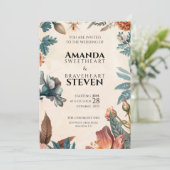 Pastel & Bloemen bruiloft Kaart (Staand voorkant)