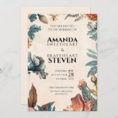Pastel & Bloemen bruiloft Kaart (Voorkant / Achterkant)
