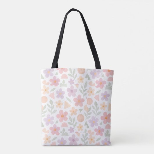 Pastel Bloemen Canvas tas – Zacht & Stijlvol Dagel (Achterkant)