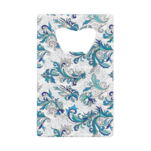 Pastel Bloemen Doodle Patroon. Kredietkaart Flessenopener