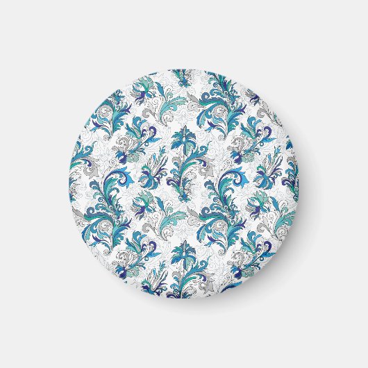 Pastel Bloemen Doodle Patroon. Magneet (Voorkant)