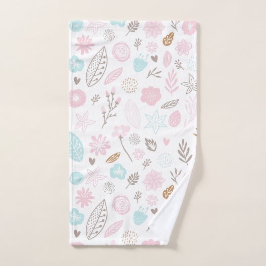 Pastel bloemen en gebladerte patroon bad handdoek (Handdoek)