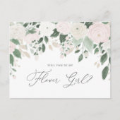 Pastel Bloemen Glitter Wil je mijn Bloemenmeisje z Uitnodiging Briefkaart (Voorkant)