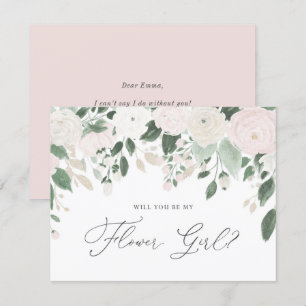 Pastel Bloemen Glitters Zal Jij Mijn Bloemenmeisje Kaart