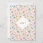 Pastel Bloemen Goud Motief Arch Moslim Bruiloft Kaart (Achterkant)
