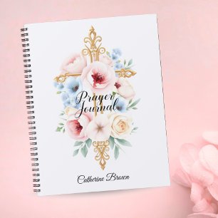 Pastel Bloemen Katholieke Kruis Geloof Gebed Journ Notitieboek