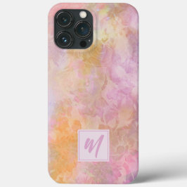 Pastel bloemen met chic schriftmonogram iPhone 13 pro max hoesje