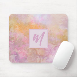 Pastel bloemen met chic schriftmonogram muismat