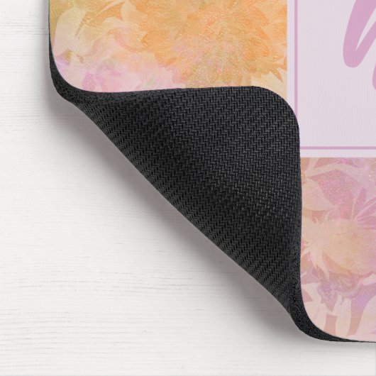 Pastel bloemen met chique script monogram muismat (Hoek)